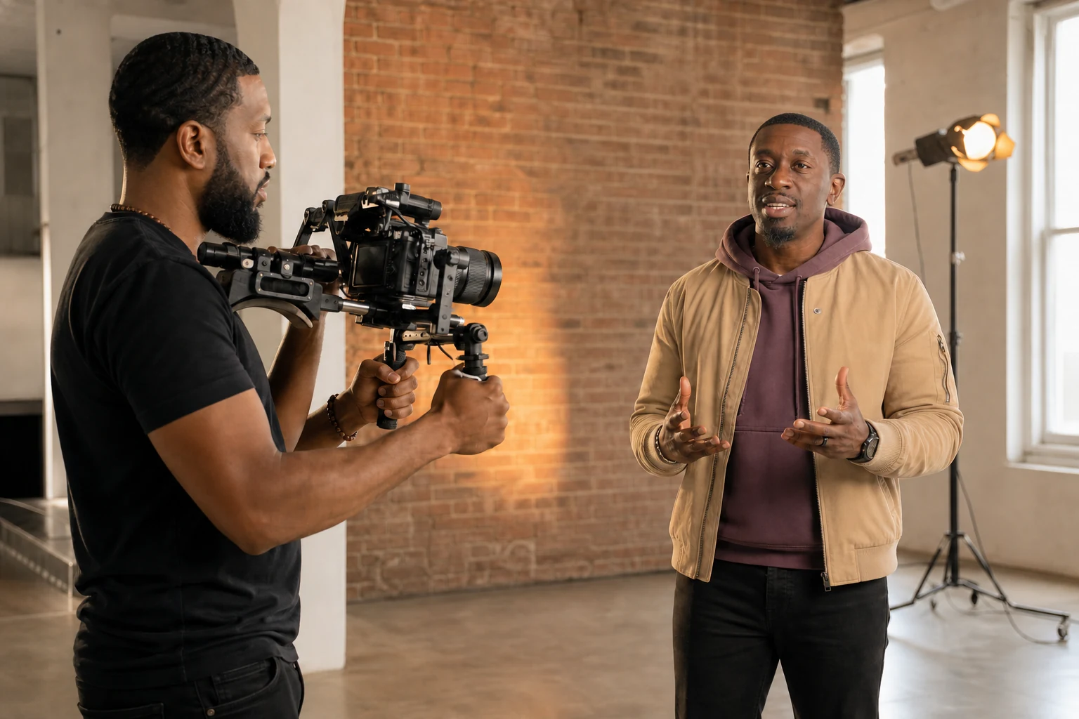 Dante Bland media team filming Theo Schaffer